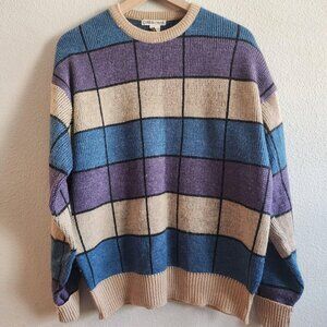 Vintage Cobble Creek Sweater Mens XL Plaid Wool Blend Pullover Korea 90s